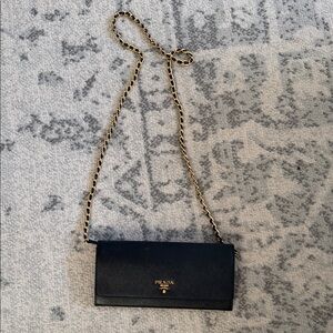 Prada Black Crossbody Bag with Gold Chain